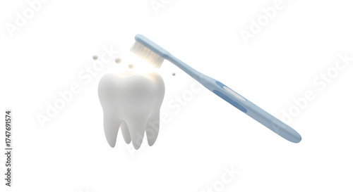Illustration Toothbrush Brushing Teeth Clean White Background Isolated
