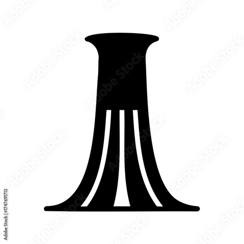 Stylized Black Silhouette of an Ancient Egyptian Papyrus Column Capital