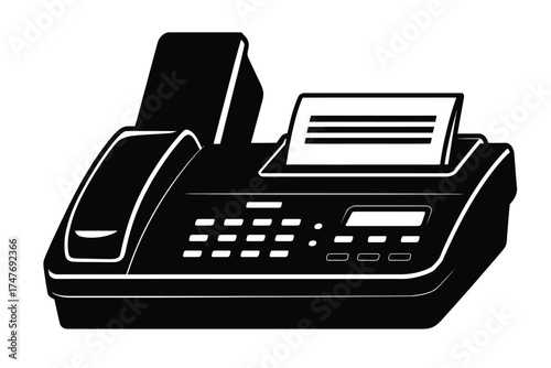 Retro fax machine silhouette illustration scalable vector graphic for business communication vector