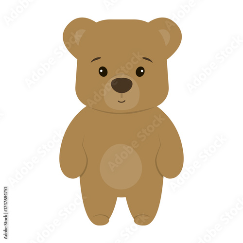 Cute Brown Bear Vector Illustration on White Background