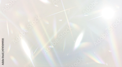 Soft bokeh lights blend with iridescent crystal flares, creating a mesmerizing visual depth. Subtle rainbow tones dance on glass. Perfect for luxury edits. PNG