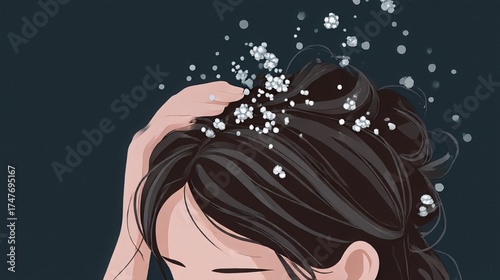 Illustration of dandruff resulting from a fungal scalp infection.
 