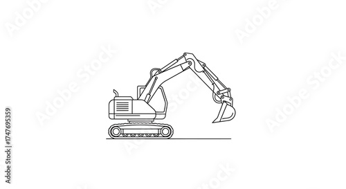 Industrial Excavator Arm Illustration, Gear Integration, Factory Setting, Minimal Line Art, Whisk_09acabdbc44d36794f543d101406dfd9dr.eps Concept