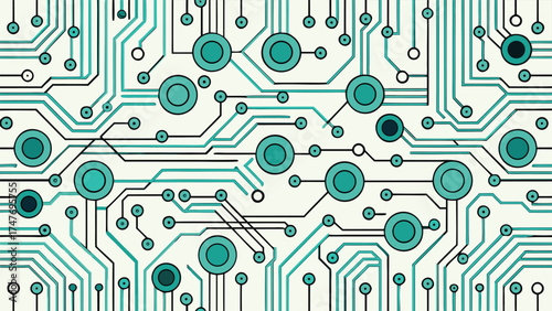 Abstract circuit board background with intricate patterns and lines in a stock vector design..eps