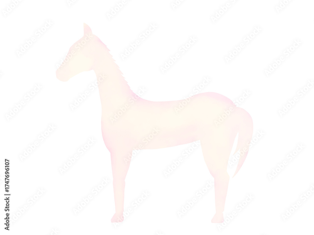 Obraz premium 年賀状素材・横を向いた馬・白・シルエットのイラスト