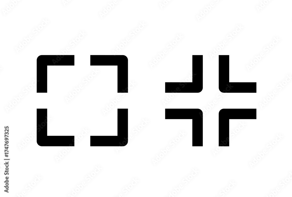 Obraz premium Full screen and exit full screen icon vector on white background