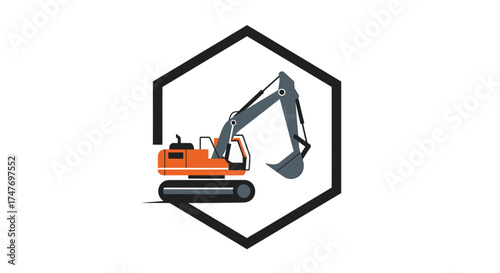 Excavator Working Outline, Construction Machinery, Industry Site, Vector Art, Minimalist Environment, Side View, Whisk_431951224e039b0b9f64df34f2b4ff23dr.eps Concept