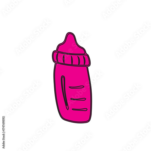 Pink Baby Bottle Illustration