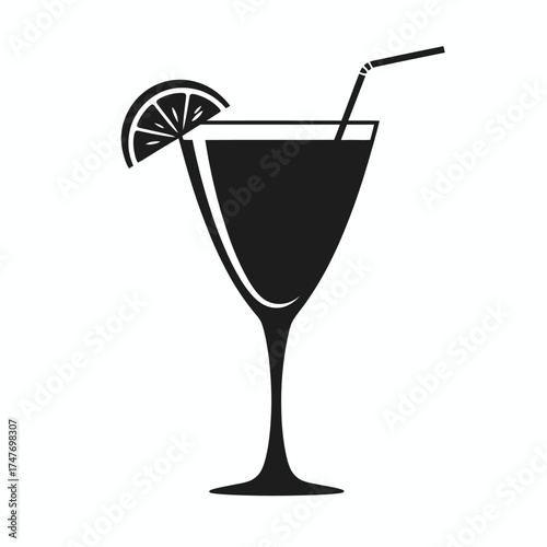 Minimalist black and white cocktail illustration vector graphic scalable eps icon vector