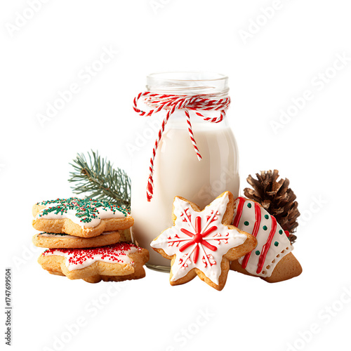 Warm Christmas Cookies Beside Fresh Milk