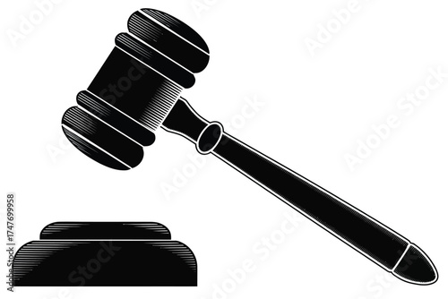 Scalable vector gavel illustration symbol for justice law and auction vector