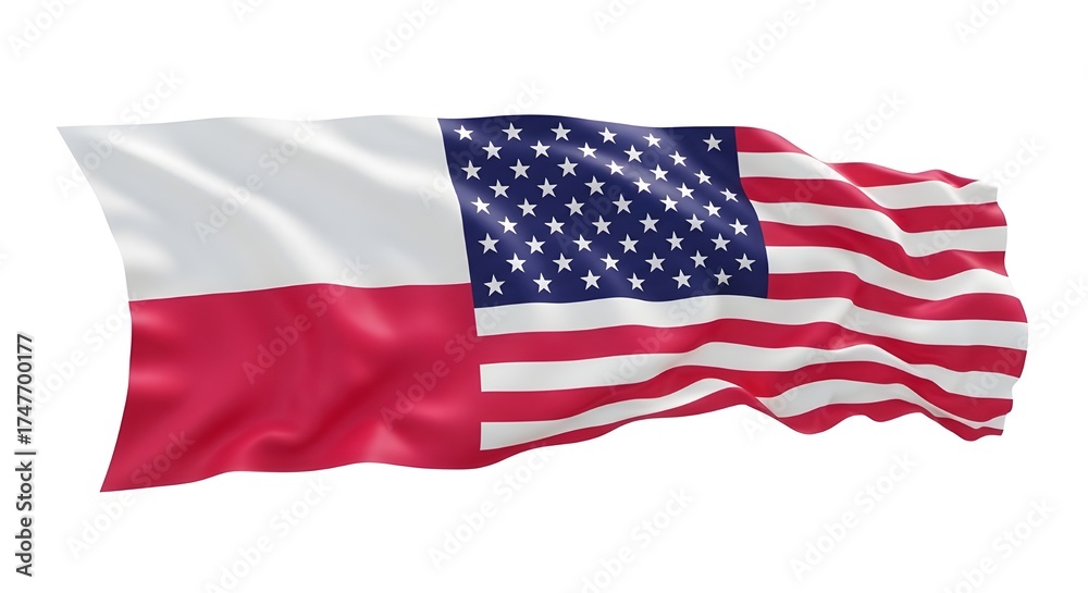 Obraz premium Fusion Flag of Poland and the United States