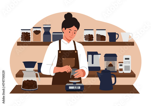 barista make a coffe