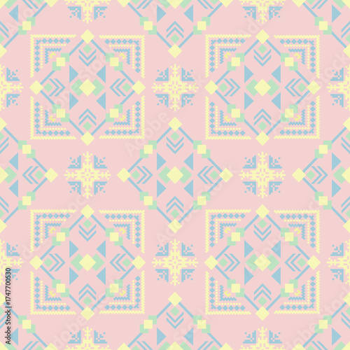 Geometric Ethnic pattern, Native American tribal fabric, tile, carpet, vector, illustration design, on a pastel tone  background 