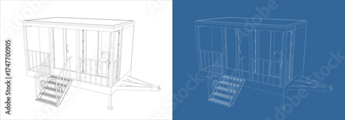 Portable Restroom Trailer Line Drawings Blueprints