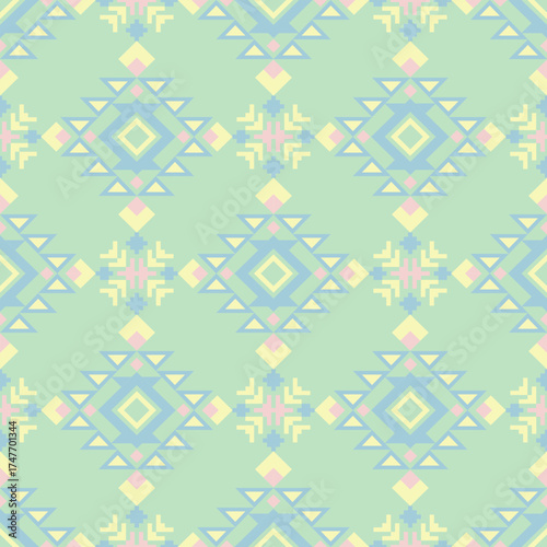 Geometric Ethnic pattern, Native American tribal fabric, tile, carpet, vector, illustration design, on a pastel tone  background 