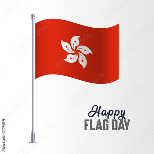 Hong Kong Wavy Flag Pole Happy Flag Day