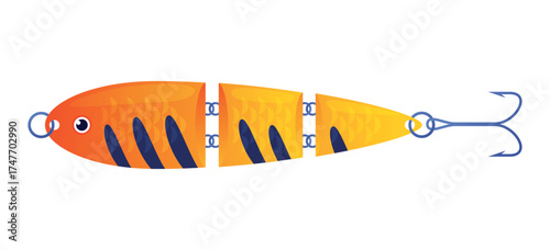 Vector illustration of brightly colored fish bait designed for catching fish in freshwater or saltwater environments