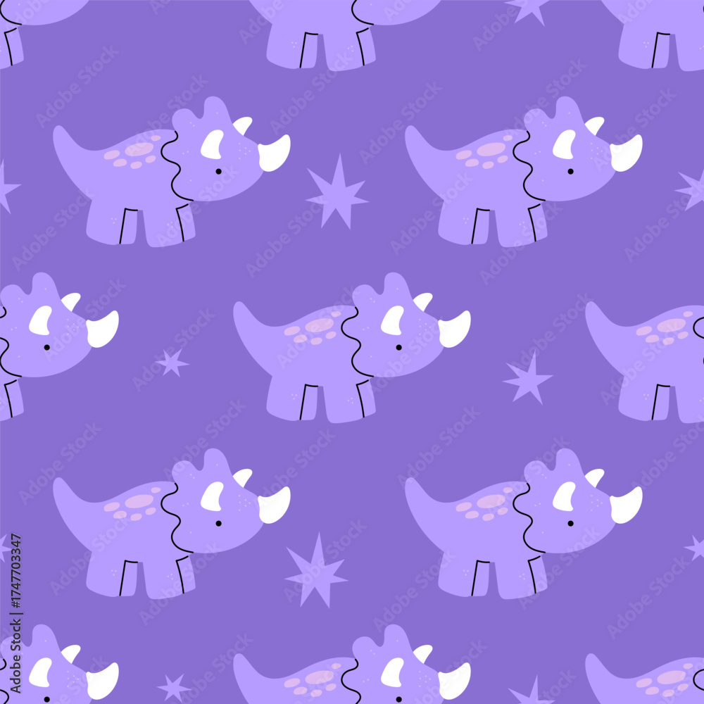 Obraz premium seamless vector pattern with cute cartoon dinosaurs