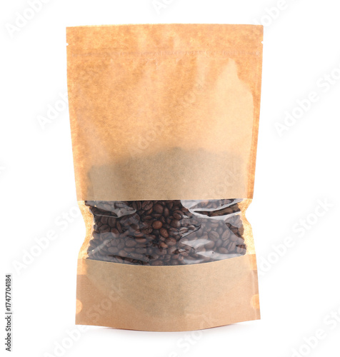 Paper bag of coffee beans o...