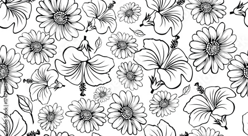 Seamless Patterrn Floral Illustration Botany