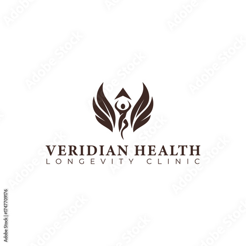The elegant logo symbolizes elevated health. The stylized figure reaching upward represents biohacking and peak vitality.