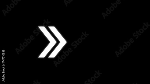 Right-directional arrow loop animation. Swipe right for the animation. on black background.4k video