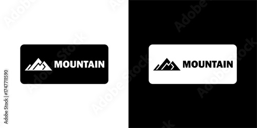 mountain logo inside a rectangle silhouette isolated vector
