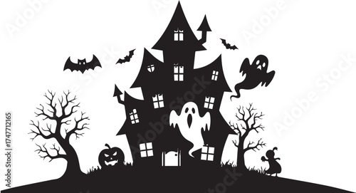 Spooky haunted house with a creepy atmosphere