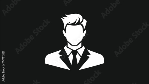 Icon of a man wearing a suit and tie, representing professionalism and formal attire..eps