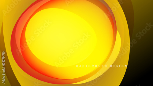 Abstract circular design. Vibrant yellow, orange hues blend against black backdrop. Modern, dynamic visual element.