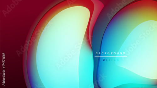 Abstract colorful layers create dynamic visual effect. Smooth gradients blend red, blue, yellow hues. Modern design element.