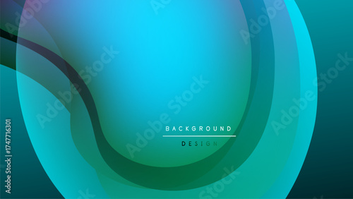 Abstract flowing shapes, vibrant turquoise hues, dark background. Modern design elements create dynamic visual impact. Smooth gradients present depth.