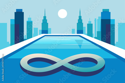 Infinity pool overlooking a cityscape at daytime