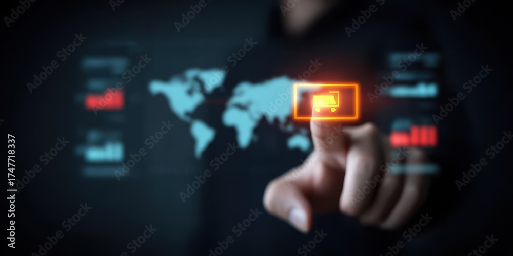 Fototapeta premium Logistics Forecast Measurement: Global Supply Chain Analytics & Predictive Trends Visualization