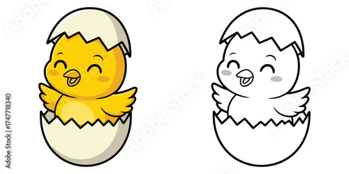 Cute cartoon baby chick hatching from egg vector illustration scalable eps icon vector