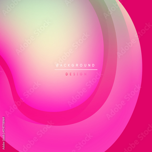 Abstract fluid shapes blend, creating soft gradient background. Pink, green hues dominate composition. Minimalist design elements present.
