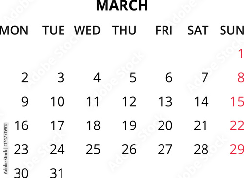 2026 Calendar template. Monthly calendar January, February, March, April, May, June, July, August, September, October, November, December 2026 Vector illustration for print, web, mobile app