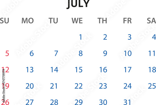 2026 Calendar template. Monthly calendar January, February, March, April, May, June, July, August, September, October, November, December 2026 Vector illustration for print, web, mobile app