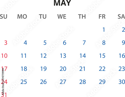 2026 Calendar template. Monthly calendar January, February, March, April, May, June, July, August, September, October, November, December 2026 Vector illustration for print, web, mobile app