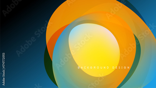 Abstract colorful layers create circular design. Bright gradients blend, forming dynamic visual element against dark backdrop. Modern aesthetic.