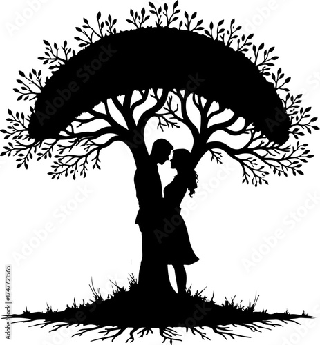 Love Tree Silhouette Black Graphics Bundle