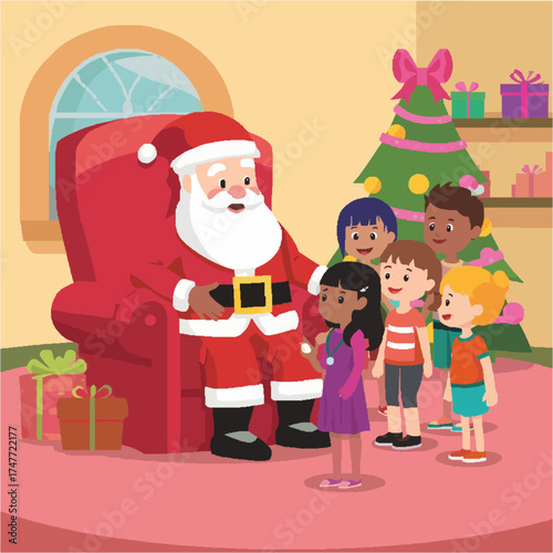 Vector anak anak yang sedang merayakan hari raya natal