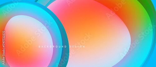 Abstract colorful layers create dynamic gradient background. Smooth curves blend vibrant hues, offering modern visual appeal.