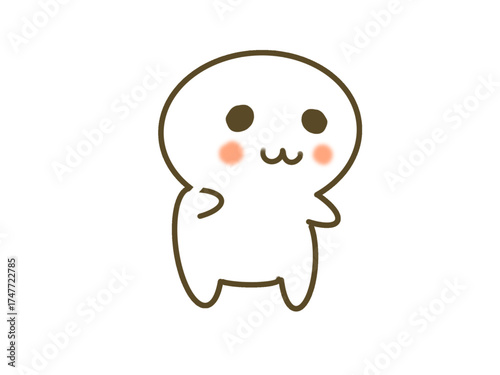 Cute Character Talking Sideways / 横を向いて話しかけようとしている可愛いキャラクター
