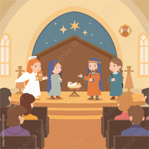 Vector anak anak yang sedang merayakan hari raya natal