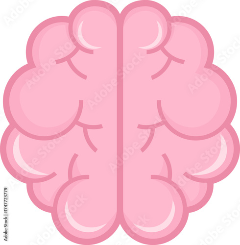 Pink human brain icon symbolizing intelligence and emotional thinking for psychology theme