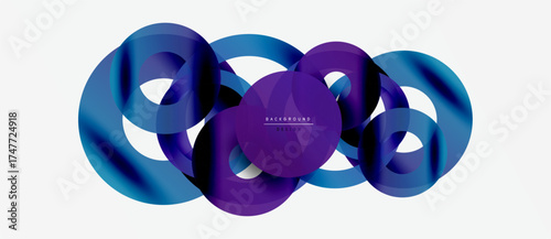 Abstract fluid shapes overlap, creating vibrant blue, purple gradients. Modern design element for backgrounds, presentations.