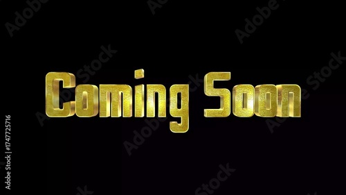 Wallpaper Mural A compelling, high-impact animation with the phrase "Coming Soon" 4K Video rendered in thick, shiny, 3D metallic gold text against a black background.  Torontodigital.ca