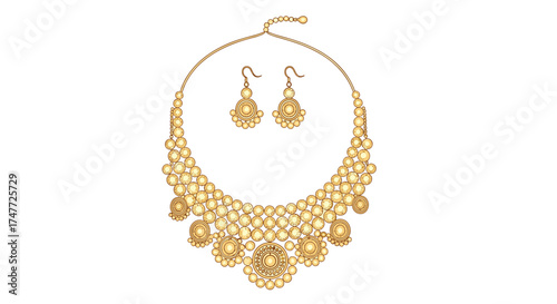 Glamorous gold crystal necklace and earring set for special occasions.